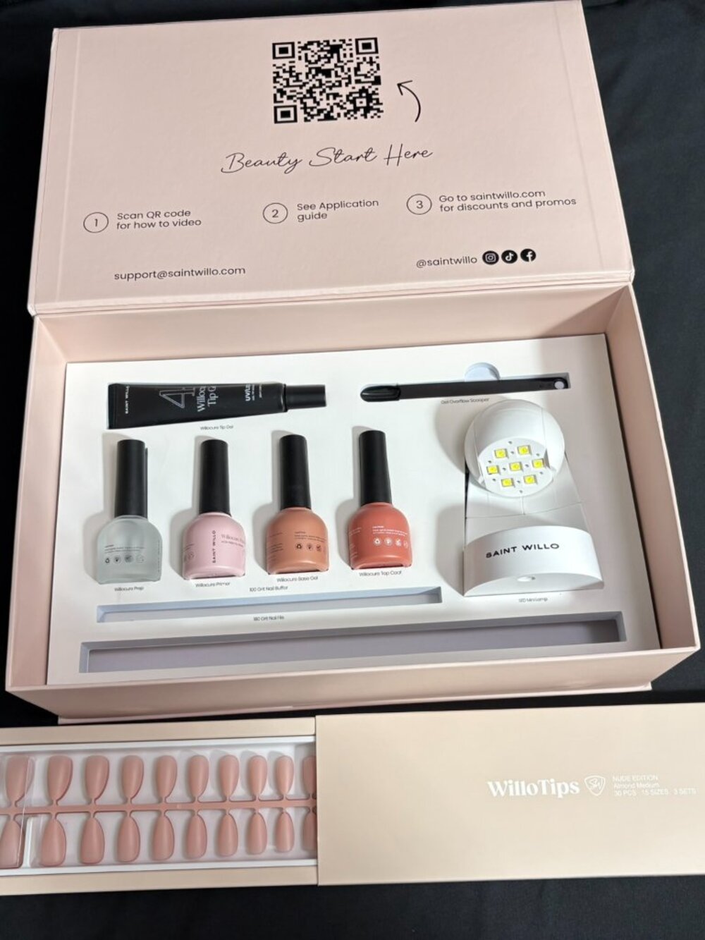 Saint Willo WilloTips Nail Extension System LED Lamp Gel Nail Tips Manicure Set